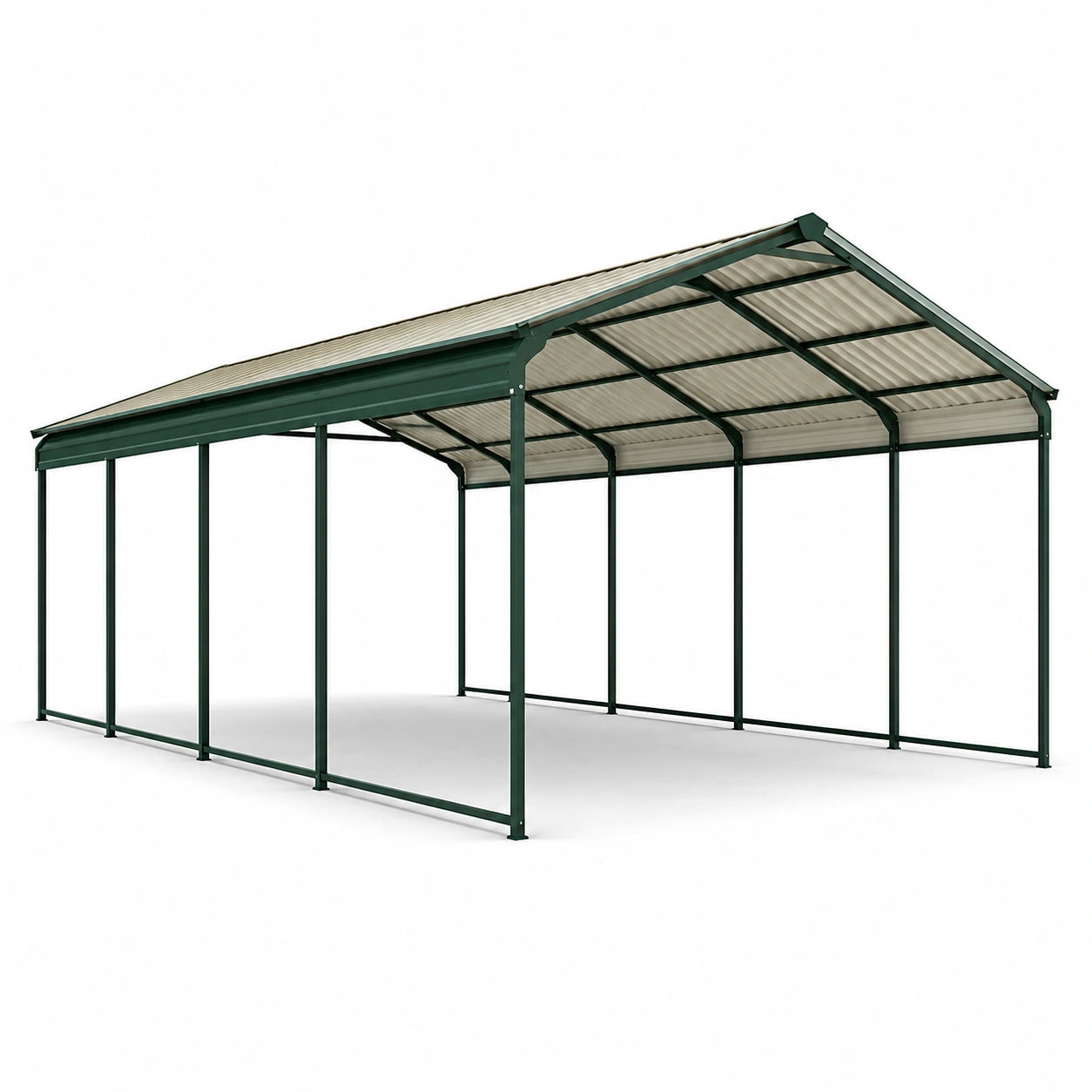 Abri voiture en métal vert avec toit en polycarbonate 600x300x250 cm