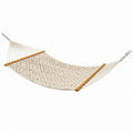 Hamac en Coton avec Barres en Bois d'Acacia Beige
