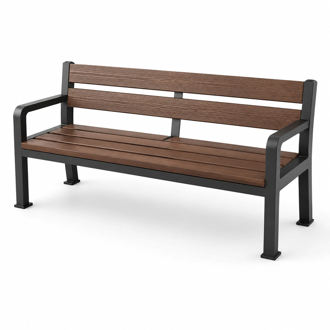 Banc en métal et bois d'acacia marron pour extérieur
