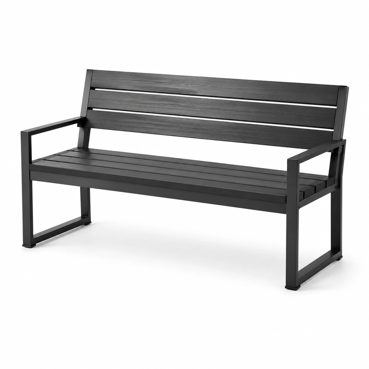 Banc d'extérieur en métal et composite noir