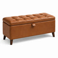 Banc de rangement en cuir synthétique marron