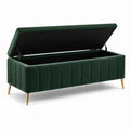 Banc en velours vert avec pieds en métal doré 120x40x45 cm