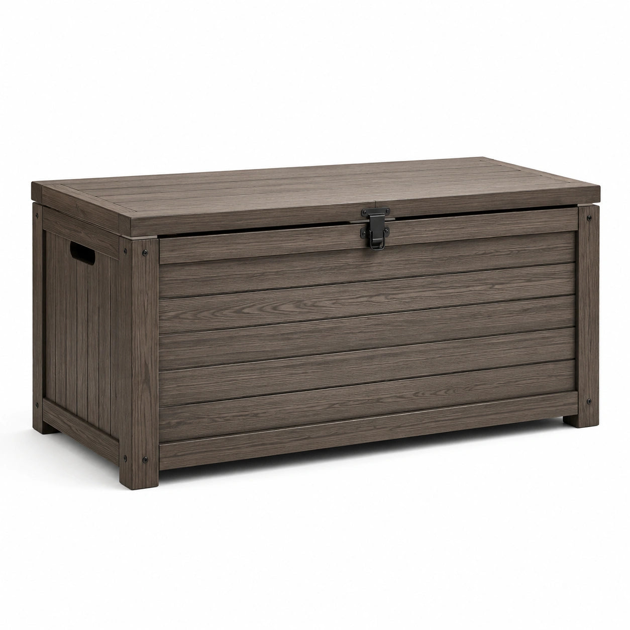Coffre de rangement en polypropylène aspect bois pour extérieur 120x55x60 cm