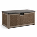 Coffre de rangement en résine tressée marron 123x53x57cm