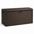 Coffre de rangement extérieur brun en résine polypropylène effet rotin