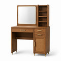Coiffeuse en bois avec miroir et étagères en laiton