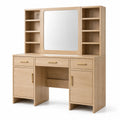 Coiffeuse en bois avec miroir et étagères intégrées chêne clair
