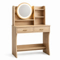 Coiffeuse en bois avec miroir LED et étagères