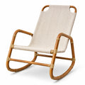 Chaise à bascule en bambou et lin beige 75x60x85 cm