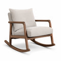 Fauteuil à bascule en bois de noyer et tissu beige