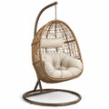 Fauteuil suspendu en acier avec rotin synthétique et coussin beige